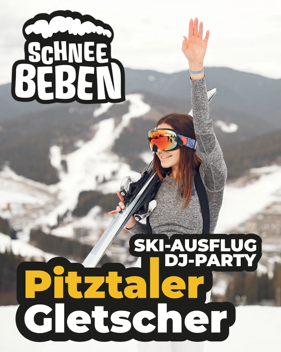 Event bei Schneebeben im Ptztaler Gletscher mit Ski Ausfahrt und DJ Party von Cosmos Events